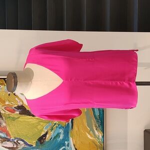 Milly hot pink silk short sleeve silk top size Small